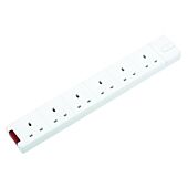 Masterplug 6 Gang White trailing Socket - SXG