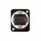 Neutrik HDMI feedthrough Chassis Connector in Black D-shape housing. NAHDMI-W-B