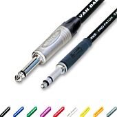 Gold Neutrik 4.4mm TT Bantam Jack to Mono Jack Patch Leads. Van Damme Cables.