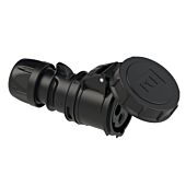 PCE 16amp 2P+E CEE Midnight Black Cable Mount Female Socket. IP67 (2132-6x)