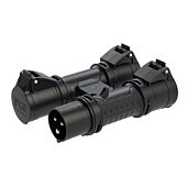 PCE H-Connect 16A 3Pole 230V Plug to 3 x 16A Sockets IP44 94327000. Midnight Series