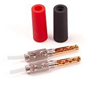 (Pair) BFA Banana Plug - Black &amp; Red Pair. Fluted Speaker Connector