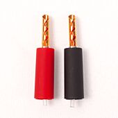 (Pair) BFA Banana Plug - Black & Red Pair. Fluted Speaker Connector