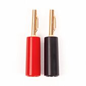 (Pair) Gold Plated 4mm Side Arm Banana Plugs. Screw or Solder Type Jack. Up to 6mm OD