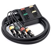 Speakon Multicore Breakout Box to 30cm Tails. 4 NL4FX Sockets to 4 Plugs.