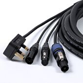 Combined Power & DMX Signal Cable. Van Damme Hybrid. UK US EU AU IEC PowerCon True1 10 15 20 amp Lead