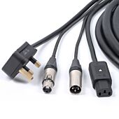 Combined Power & Audio Signal Cable. Van Damme Hybrid. UK US EU AU IEC PowerCon True1 10 15 20 amp Lead