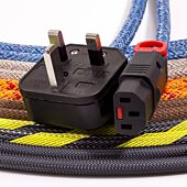 Screened Audiophile Silver UK Mains Plug to Locking C13 Power Cable
