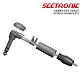 SEETRONIC Angled Jack Plug. Silver MP3RX 6mm TRS. Balanced. Stereo Connector