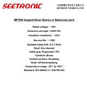 SEETRONIC Angled Jack Plug. Silver MP3RX 6mm TRS. Balanced. Stereo Connector