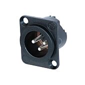 Neutrik NC3MD-LX-BAG Male 3 pin XLR Chassis Panel Mount. Silver Contacts. Black Shell