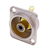 Neutrik NF2D-0 Phono RCA Chassis Panel Mount. Nickel shell, Black ID