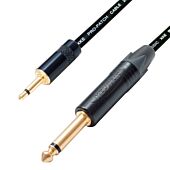 Mono Mini Jack to 1/4" Jack Lead. Neutrik Rean Van Damme Black Gold Connectors.