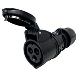 PCE 16amp 2P+E CEE Midnight Black Cable Mount Female Socket. IP44 (213-6X) 