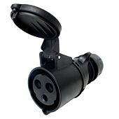 PCE 32amp 2P+E CEE Midnight Black Cable Mount Female Socket. IP44 (223-6X)