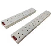 Permaplug 4 and 6 Gang White trailing Socket. Individually switched + Neon.