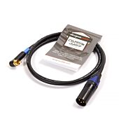 26cm Van Damme White Microphone Cable. TRS Stereo Gold Straight to Right Angled Jacks.