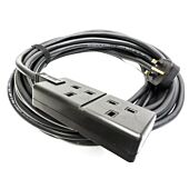 TOUGH H07RN-F Rubber Mains cable. Uk Plug to 2 Gang Socket. Black. Permaplug. 13amp