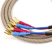 4mm Van Damme Audiophile Passive Speaker Cable. Gold SPADE Connectors. Single