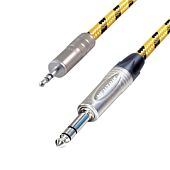 Stereo Mini jack to Stereo 1/4" Jack Lead. Vintage Tweed Cable. Neutrik Headphone