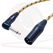 Vintage Angled Mono Jack to Male XLR lead. Guitar Mixer DI Cable. Neutrik 