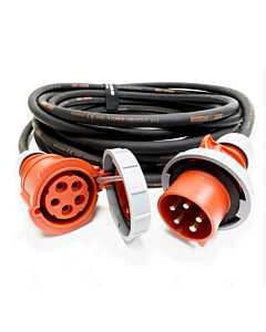 32amp Red 3 PHASE Events CEEform Commando Power Cable. (5x6mm) 3PNE 400V. H07RN-F