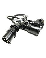 16amp Y Splitter Cable. 1x 16amp Plug to 2x 16amp Sockets. PCE TITANEX H07RN-F Cable