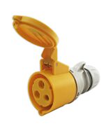 32amp 110v Yellow Site Ceeform Cable Mount Female Socket. 3 Pole PCE (223-4)