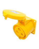 32amp 110v 2P+E IP44 Yellow Site Straight Flush Panel OUTLET Female Socket. PCE (323-4)