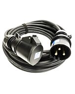 32amp Black Events CEEform Commando Power Cable. (3x6mm) 240v H07RN-F Rubber 