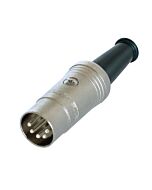 5 Pin Din Midi Connector. Rean NYS322. Silver body, silver pins