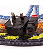 Screened Audiophile Silver UK Mains Plug to Locking C13 Power Cable