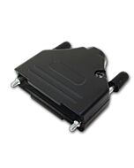 25 Pin d Sub Die Cast Metal Hood. Black Zinc with Black Plastic Cap Jackscrews UNC4-40