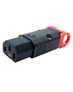Locking C13 IEC. Female Cable Mount Rewireable Kettle Plug. IL13+ Rewireable IEC Lock
