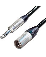 Van Damme Classic XKE Male XLR to TRS Jack Lead. Silver Neutrik
