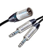 Dual Balanced 1/4" TRS Jacks Summed into a Single Male XLR
