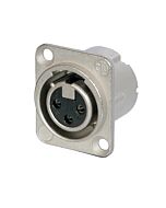 Neutrik NC3FD-LX Female 3 pin XLR Chassis Panel Mount. Silver Contacts