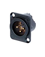 Neutrik NC3MD-LX-B Male 3 pin XLR Chassis Panel Mount. Gold Contacts