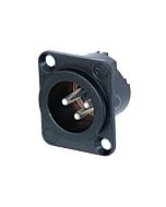 Neutrik NC3MD-LX-BAG Male 3 pin XLR Chassis Panel Mount. Silver Contacts. Black Shell