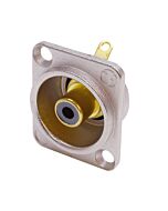 Neutrik NF2D-0 Phono RCA Chassis Panel Mount. Nickel shell, Black ID