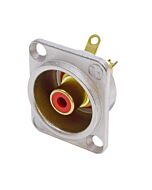 Neutrik NF2D-2 Phono RCA Chassis Panel Mount. Nickel shell, Red ID