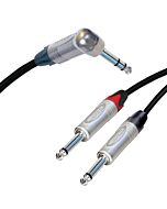 Neutrik Stereo Angle Jack to 2 xNeutrik Mono Jacks. Sommer ONYX 2025 Black Cable. Unbalanced Insert Splitter Lead