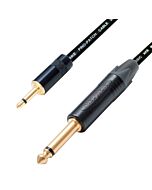 Mono Mini Jack to 1/4" Jack Lead. Neutrik Rean Van Damme Black Gold Connectors.