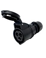 PCE 16amp 2P+E CEE Midnight Black Cable Mount Female Socket. IP44 (213-6X) 