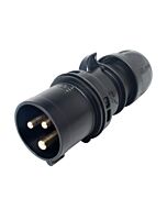 PCE 16amp 2P+E CEE Midnight Black Cable Mount Male Plug. IP44 (013-6X) 