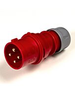 PCE 32A 4 Pin 3PE 400V. 3 Phase. Red Cable Mount Male Plug. IP44 (024-6)