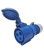 32amp 240v 2P+E Ceeform Cable Mount Blue Female Socket. 3 Pole PCE (223-6)