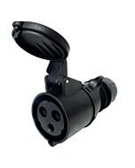 PCE 32amp 2P+E CEE Midnight Black Cable Mount Female Socket. IP44 (223-6X)
