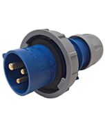 16amp IP67 Rated 240v 2P+E Ceeform Cable Mount Blue Male Plug. 3 Pole. PCE (0132-6)