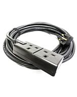 TOUGH H07RN-F Rubber Mains cable. Uk Plug to 2 Gang Socket. Black. Permaplug. 13amp